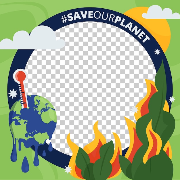 Organic flat climate change facebook avatar frame