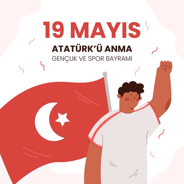 Organic flat commemoration of ataturk, youth and sports day illustration