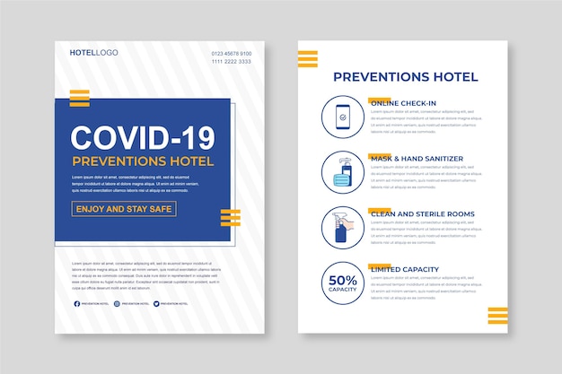 Organic flat coronavirus prevention poster template for hotels