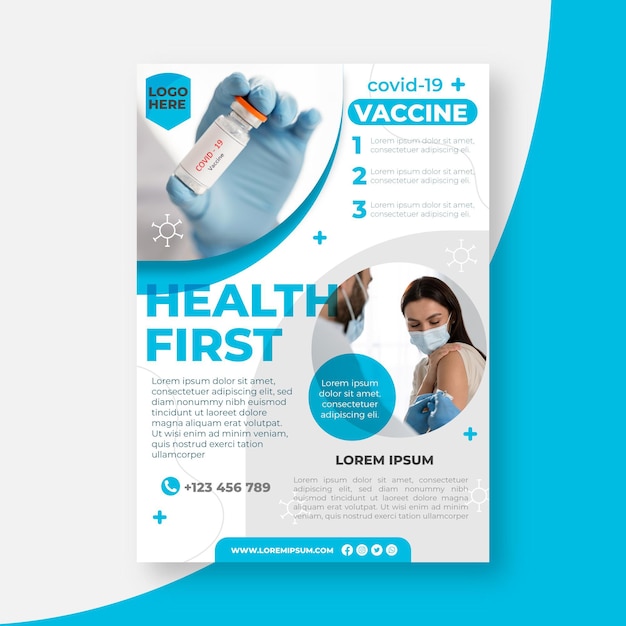 Organic flat coronavirus vaccination flyer