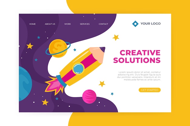 Free Vector organic flat creative solutions landing page