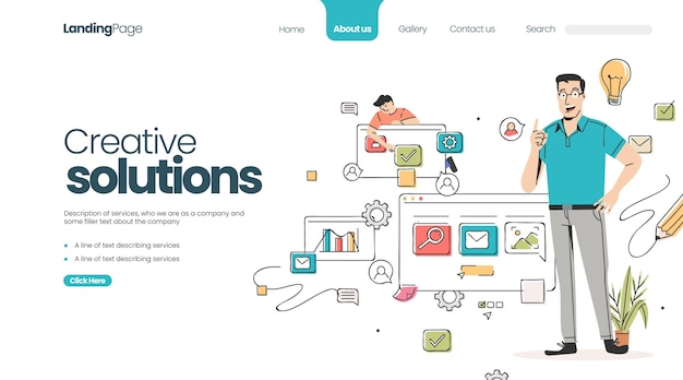 Free vector organic flat creative solutions landing page