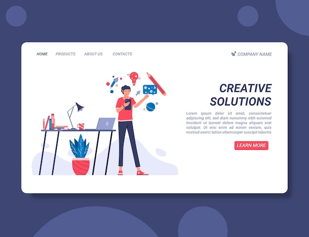 Organic flat creative solutions web template