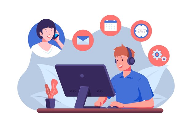 Organic flat customer support illustration