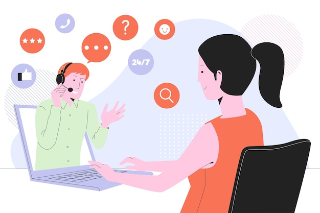 Organic flat customer support illustration