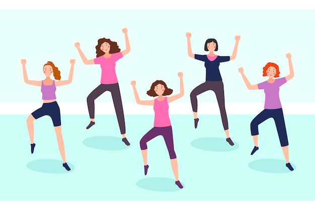 Free Vector organic flat dance fitness class illustration with people