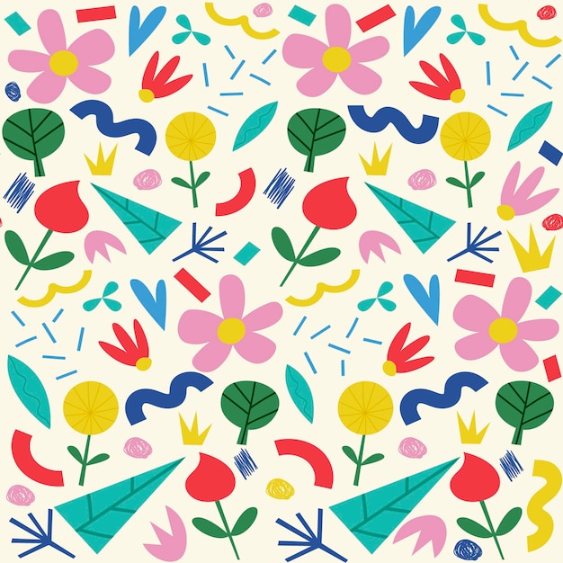 Free Vector organic flat design abstract floral pattern