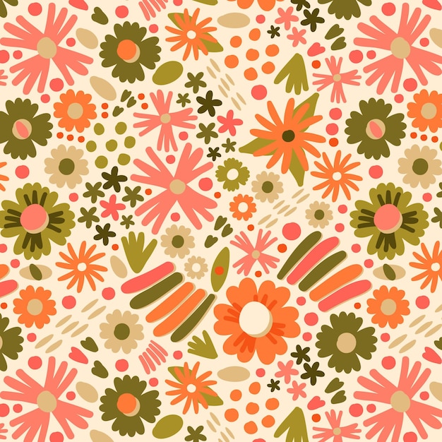 Organic flat design abstract floral pattern