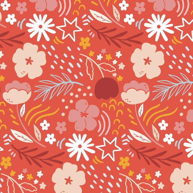 Organic flat design abstract floral pattern