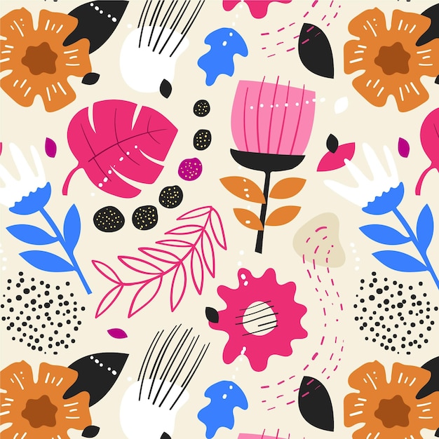 Organic flat design abstract floral pattern