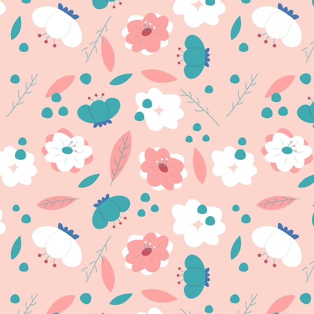 Organic flat design abstract floral pattern