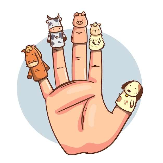 Free Vector organic flat design finger puppet set