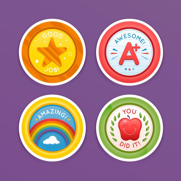 Organic flat design great job stickers set