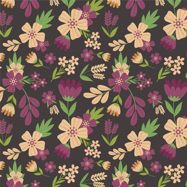 Organic flat design pressed flowers pattern