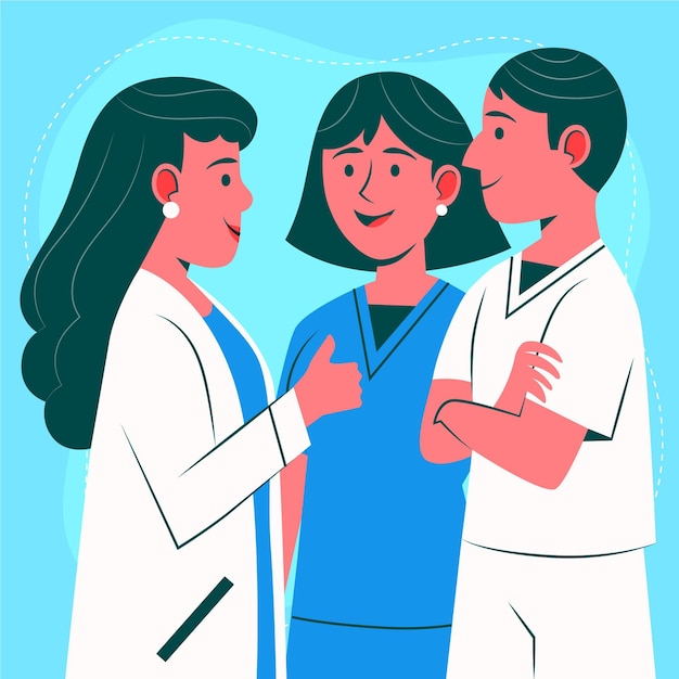 Organic flat doctors and nurses illustration