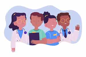 Free vector organic flat doctors and nurses illustration