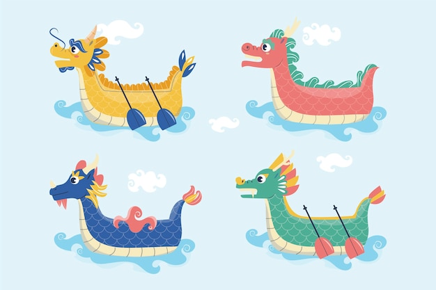 Free Vector organic flat dragon boat collection