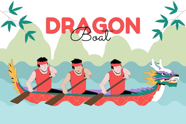 Free Vector organic flat dragon boat illustration