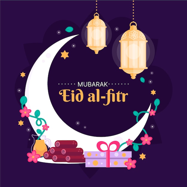 Free Vector organic flat eid al-fitr - eid mubarak illustration