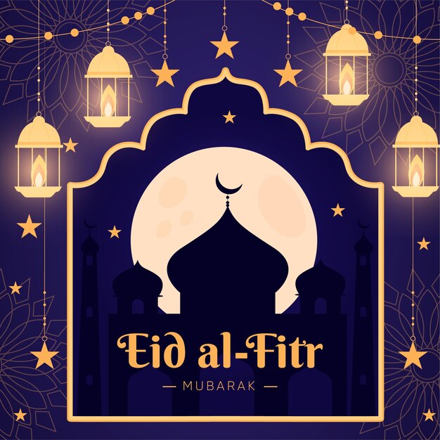 Organic flat eid al-fitr - eid mubarak illustration