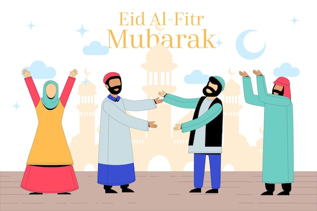 Free vector organic flat eid al-fitr - eid mubarak illustration