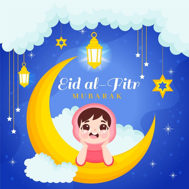 Organic flat eid al-fitr illustration