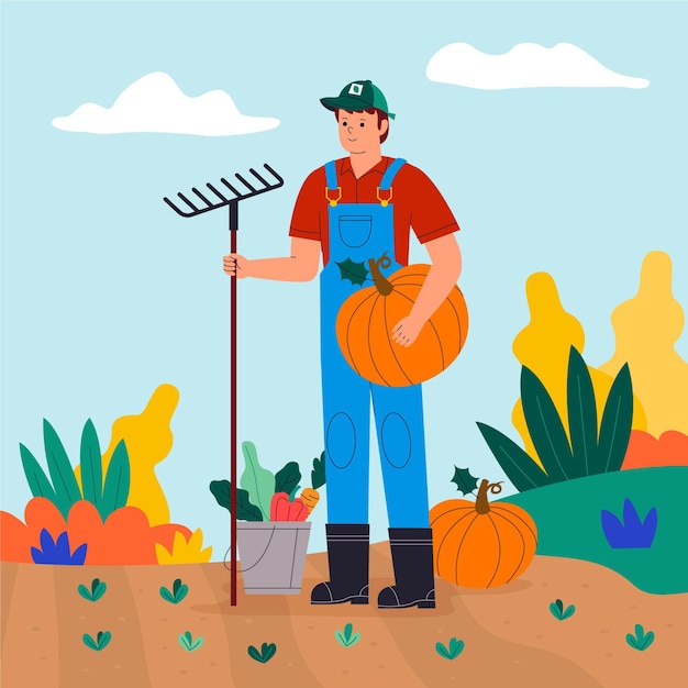 Organic flat farming profession illustration