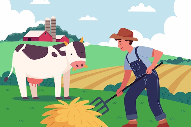 Organic flat farming profession illustration