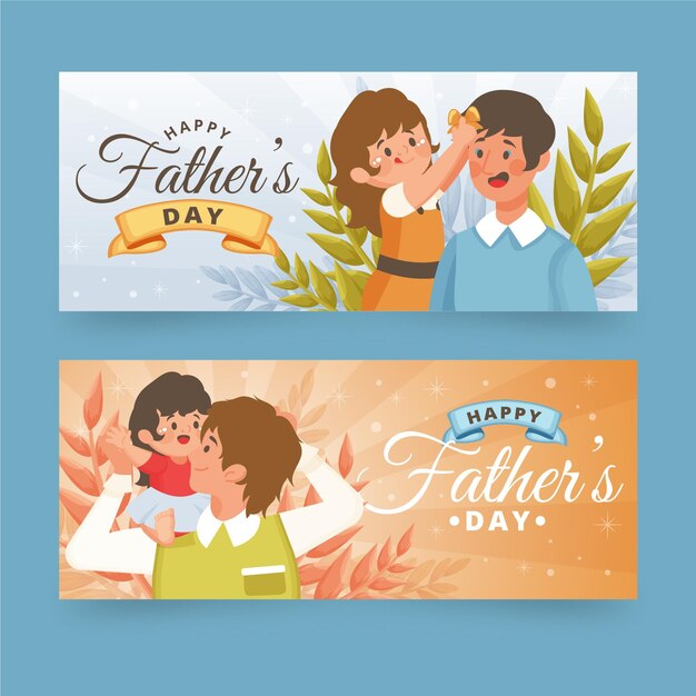 Organic flat father's day banners set