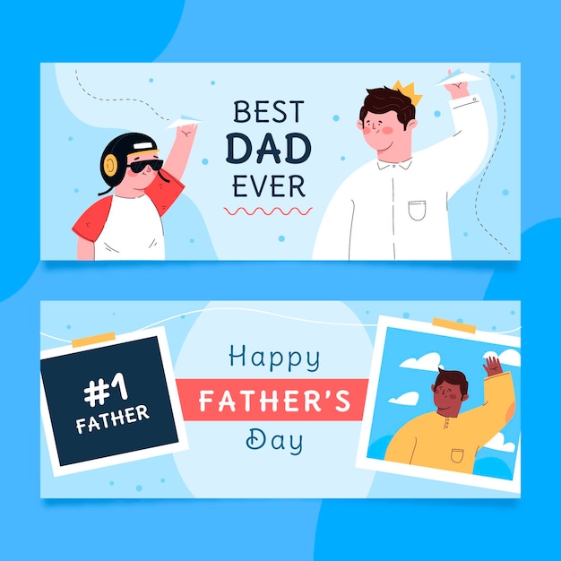 Free Vector organic flat father's day banners set