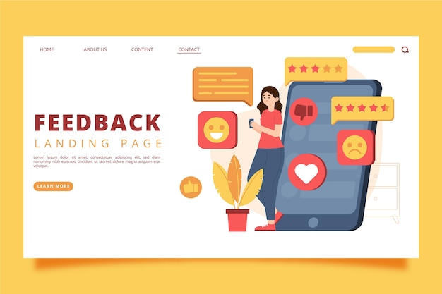 Organic flat feedback landing page template