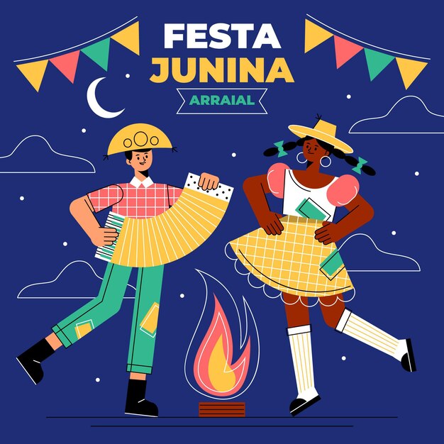 Organic flat festa junina illustration