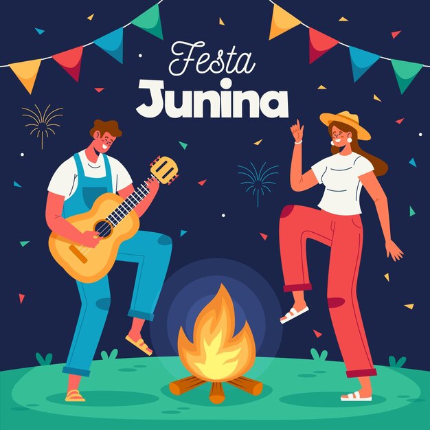 Organic flat festa junina illustration