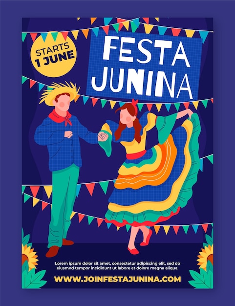 Organic flat festa junina vertical poster template