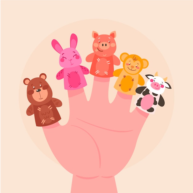 Organic flat finger puppet illustration