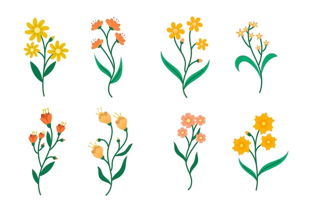 Free vector organic flat flower collection