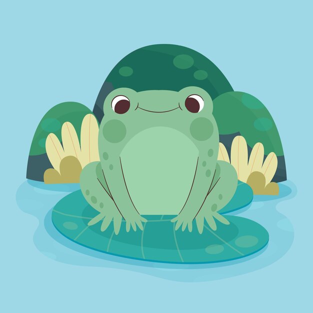 Organic flat frog illustrated