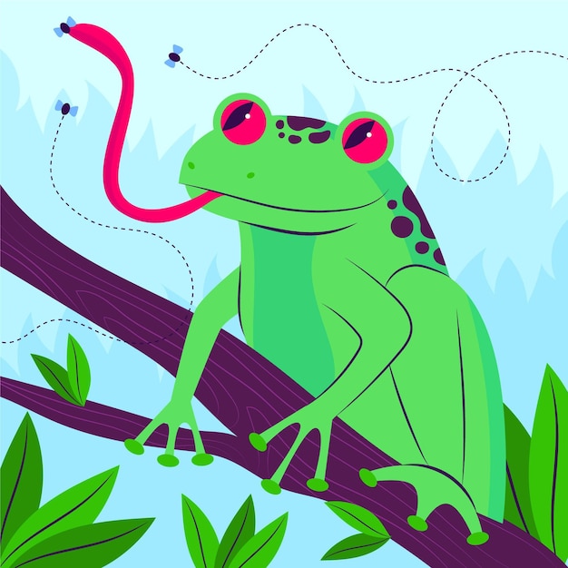 Organic flat frog illustrated