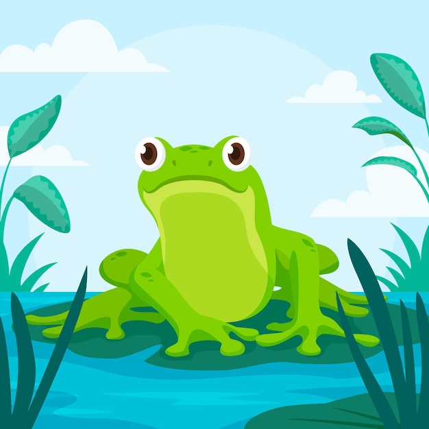 Organic flat frog illustration