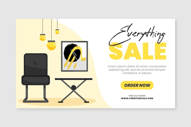 Free Vector organic flat furniture sale banner template