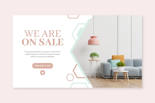 Organic flat furniture sale banner with photo