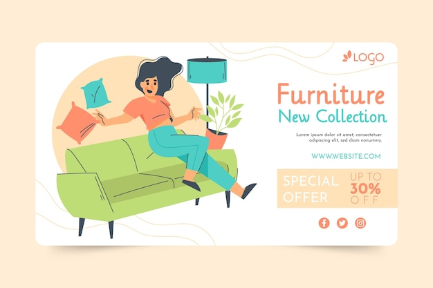 Free vector organic flat furniture sale banner