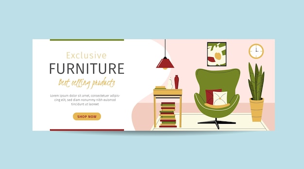 Free Vector organic flat furniture sale banner