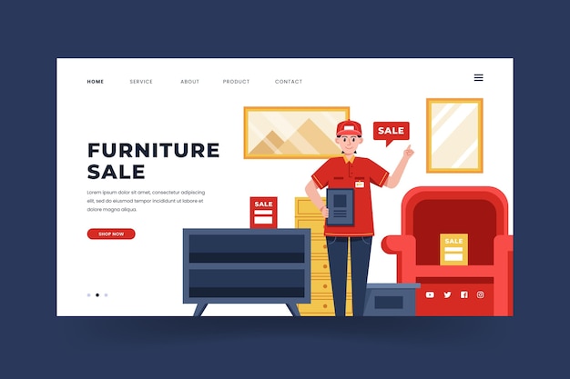 Organic flat furniture sale landing page template