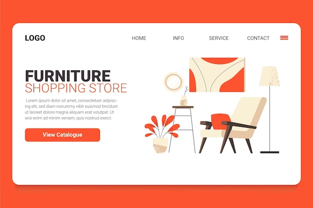 Organic flat furniture sale landing page template