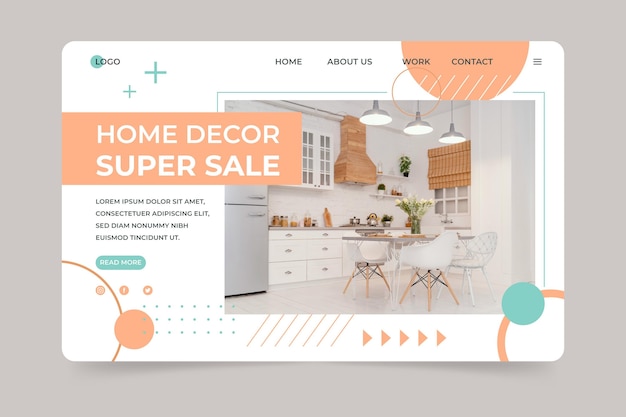 Organic flat furniture sale landing page with photo