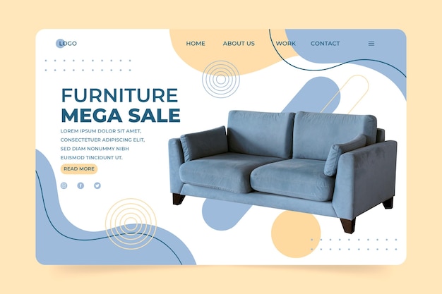 Organic flat furniture sale landing page with photo