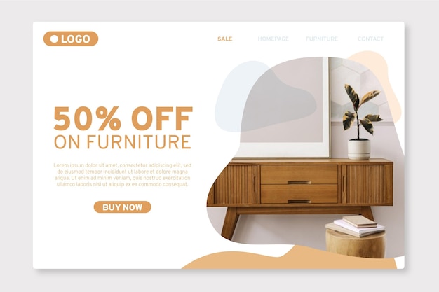 Free Vector organic flat furniture sale landing page with photo