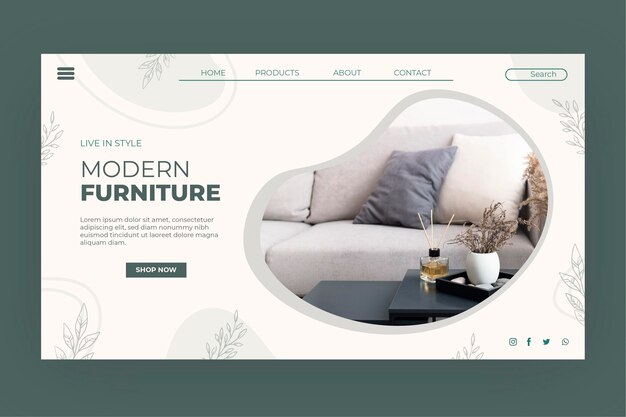 Organic flat furniture sale landing page with photo