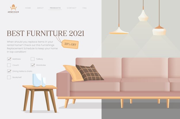 Organic flat furniture sale landing page